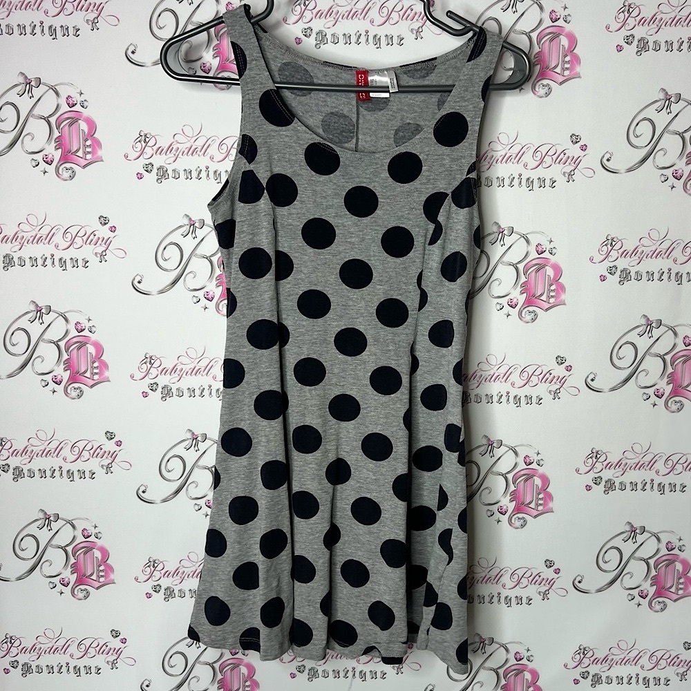 H&M dress polka dot dotted comfy stretchy Gray and Black Polka Dot Top